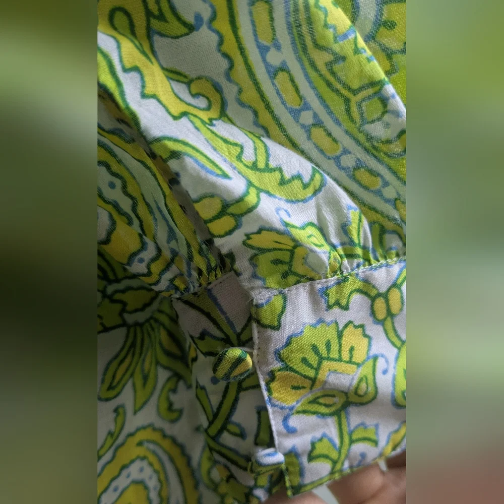 EUC....J. Crew 100% Organic Cotton Blockprint Citrus Paisley Mini Dress Size XS - Picture 13 of 13